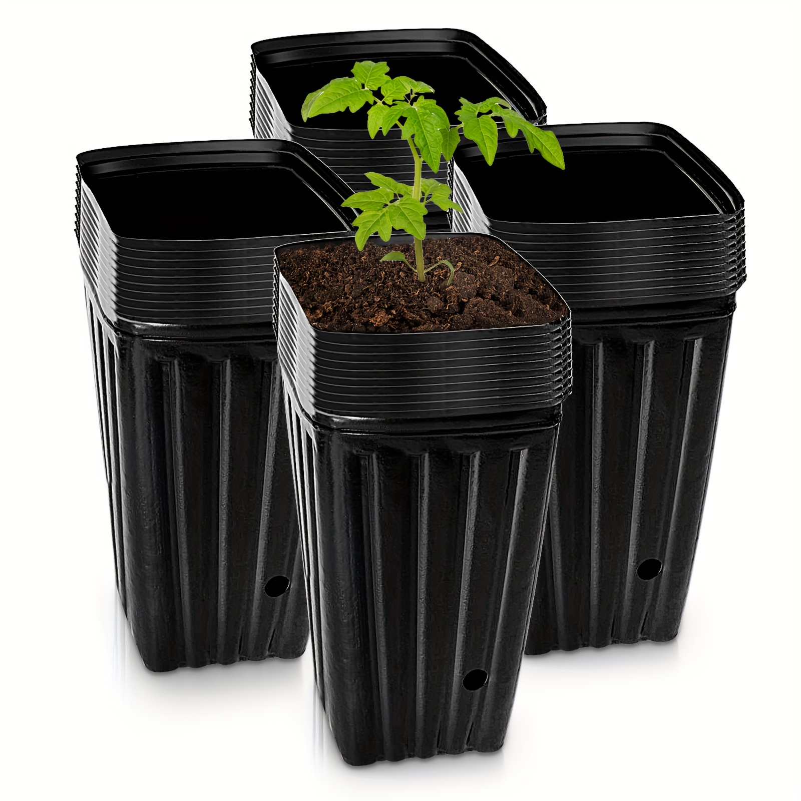Image of 40pcs Set Of Black Plastic Flower Pots, Suitable For Seedling Pots, Gardening Pots, Seedling Tree Tubes, And High Flower Pot Additions For Indoor Plants Gardening Gift Home Decor
