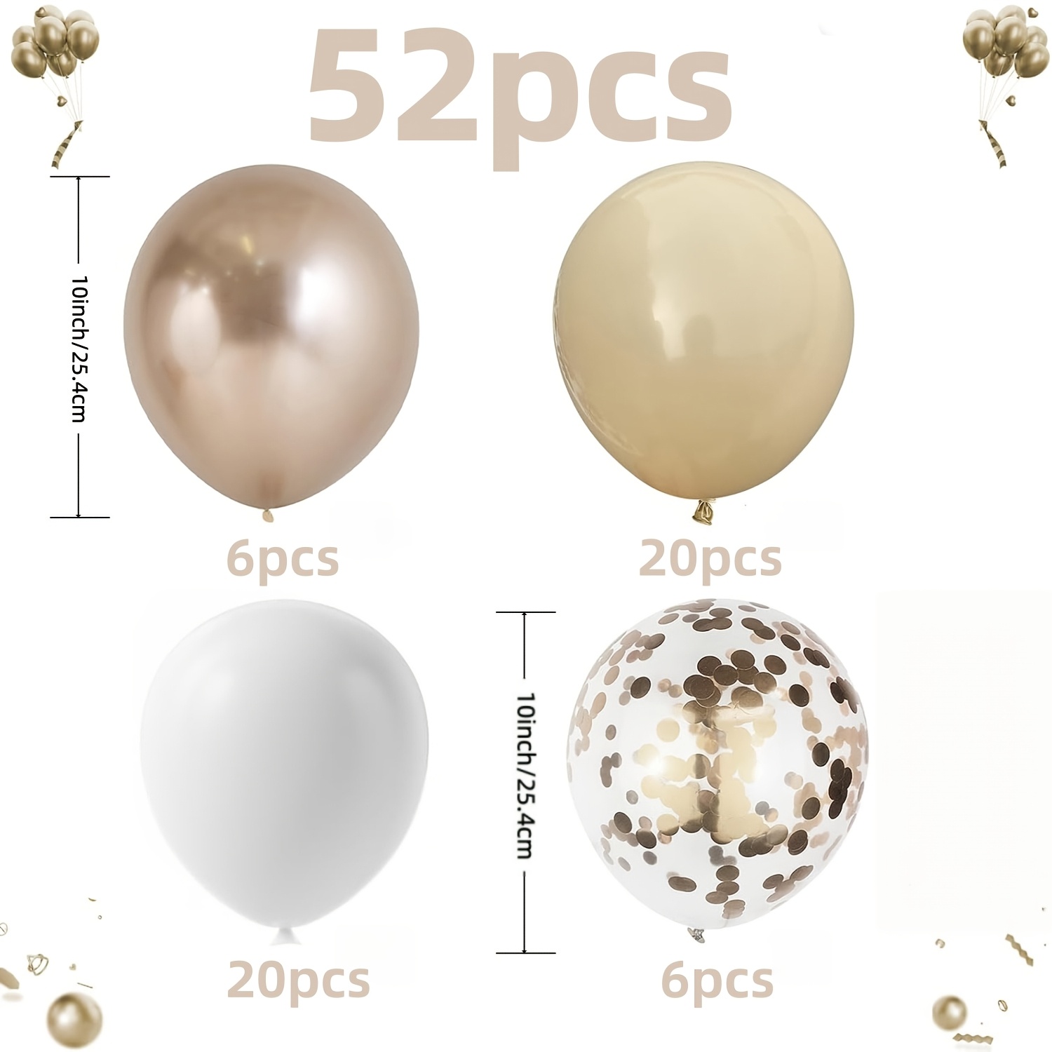 TEMU 52 Skin Latex Balloon Arch Kit, 10 Inches, Bohemian Style Balloon Decoration, Suitable For Weddings, Birthday Parties, Anniversaries, Baptisms,