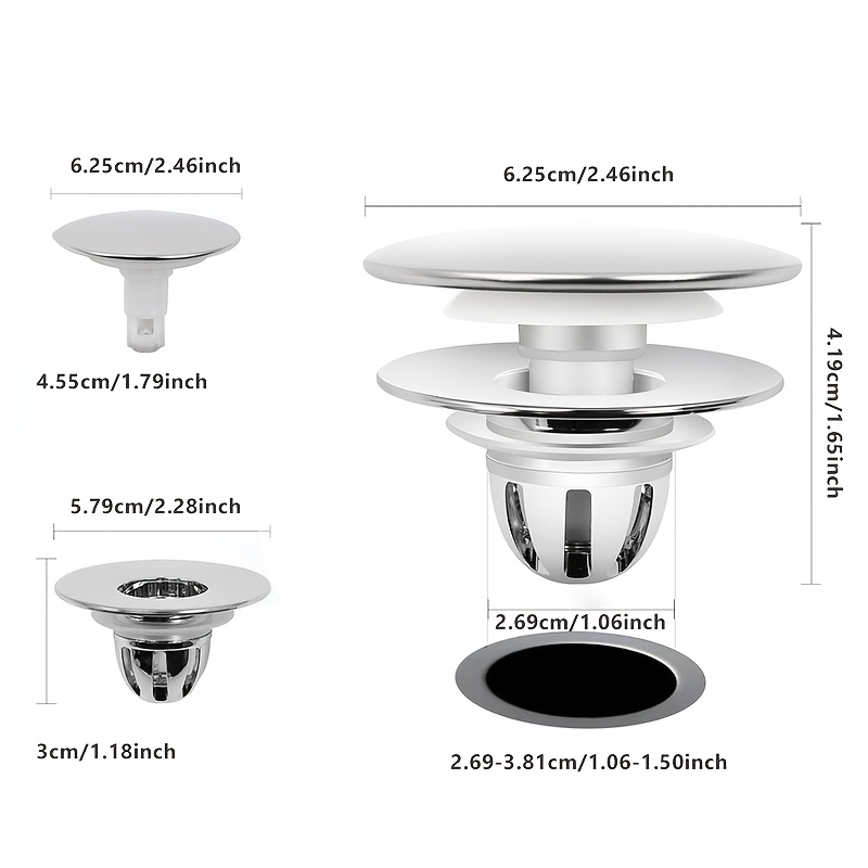 TEMU 1pc Stainless Steel Bathroom And Kitchen Sink Strainer, Effectively Traps To Prevent Clogging, Multi-functional Sink Filter