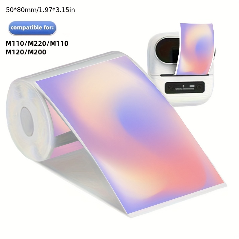 TEMU 1 Roll/3 Rolls Of 100 Labels/roll Color Gradient Thermal Label Stickers 50mm*80mm/1.97in*3.15in Suitable For Home Small Printer Labels Suitable