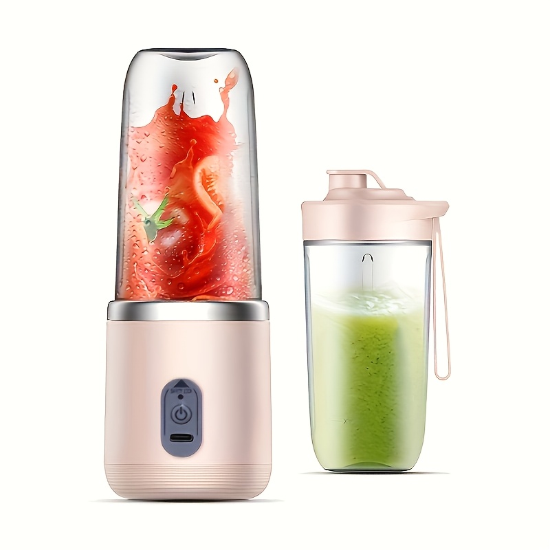 TEMU USB Rechargeable avec 2 Gobelets, Mixeur, Gobelet à Jus Frais avec Couvercle de Sport, Portable Fil Multifonctionnelle 2-en-1 à 6 Lames qui