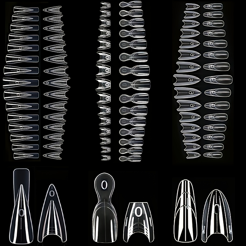 TEMU 150pcs -basic Tips Almond Nail Extension Molds Suitable For Diy Gel Polish, Pre-cut Sandwich Nail Tips With Shapes & Lengths, No Paper Trays/gel