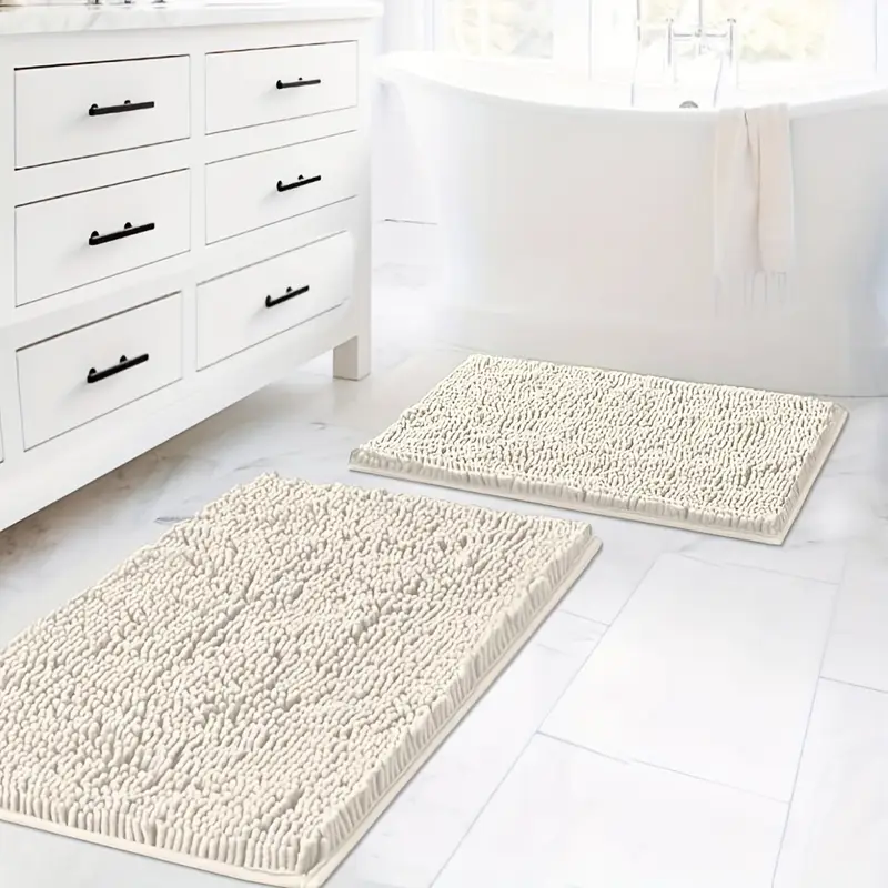 2pcsbath rugs for bathroom slip resistant shag chenille bath rugs mat and absorbent bath rug for shower room machine washable fast dry 20 x 32 plus 17 x 24 Product details 5