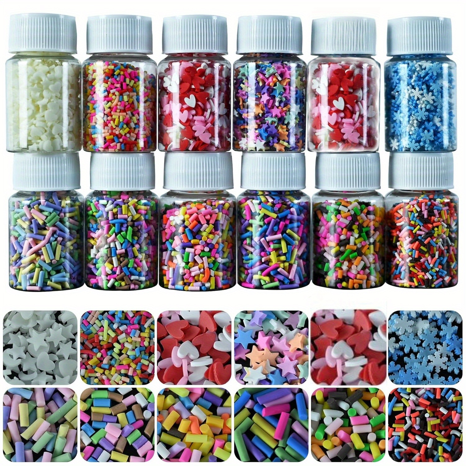TEMU 12 Beaker Med Falske Sprinkler 180g Polymerleire Sprinkler Falske Sprinkler Sprinkle For Resin Slime Craft Plast Sprinkle Nail Art Telefonveske