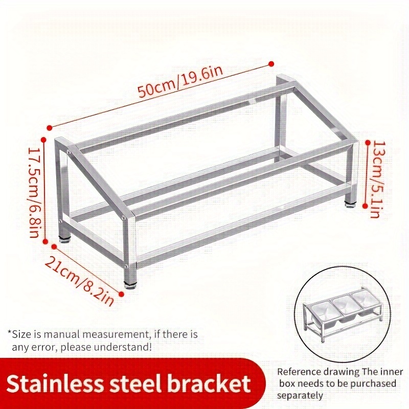 TEMU Stainless Steel 3-compartment Organizer - Countertop Seasoning Rack With Condiment Containers For Kitchen & Restaurant Use