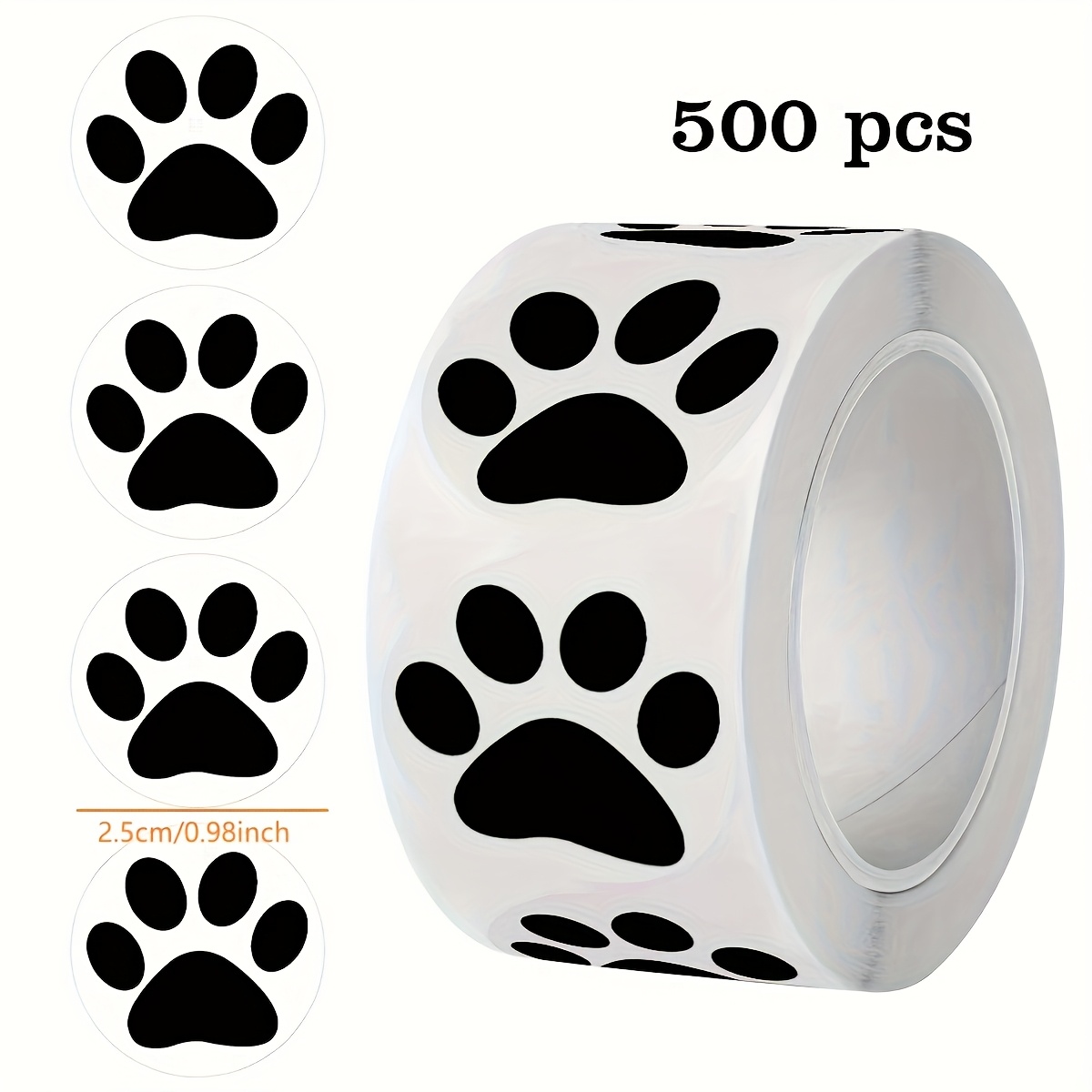 TEMU 500pcs/roll, 1000pcs/2rolls Transparent Paw Print Stickers - Strong Self-adhesive Pet Decorative Stickers, Residue- To Peel, Suitable For