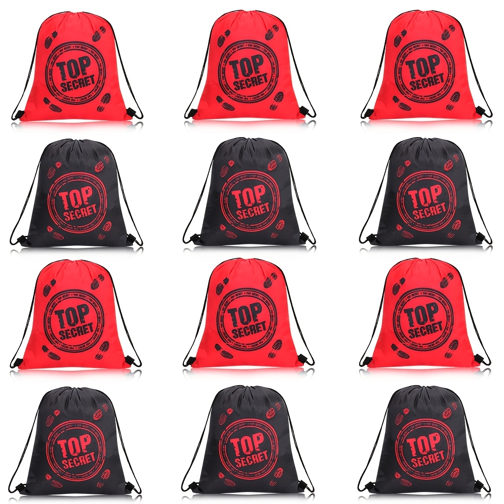 12pcs Top Secret Themed Drawstring Bags