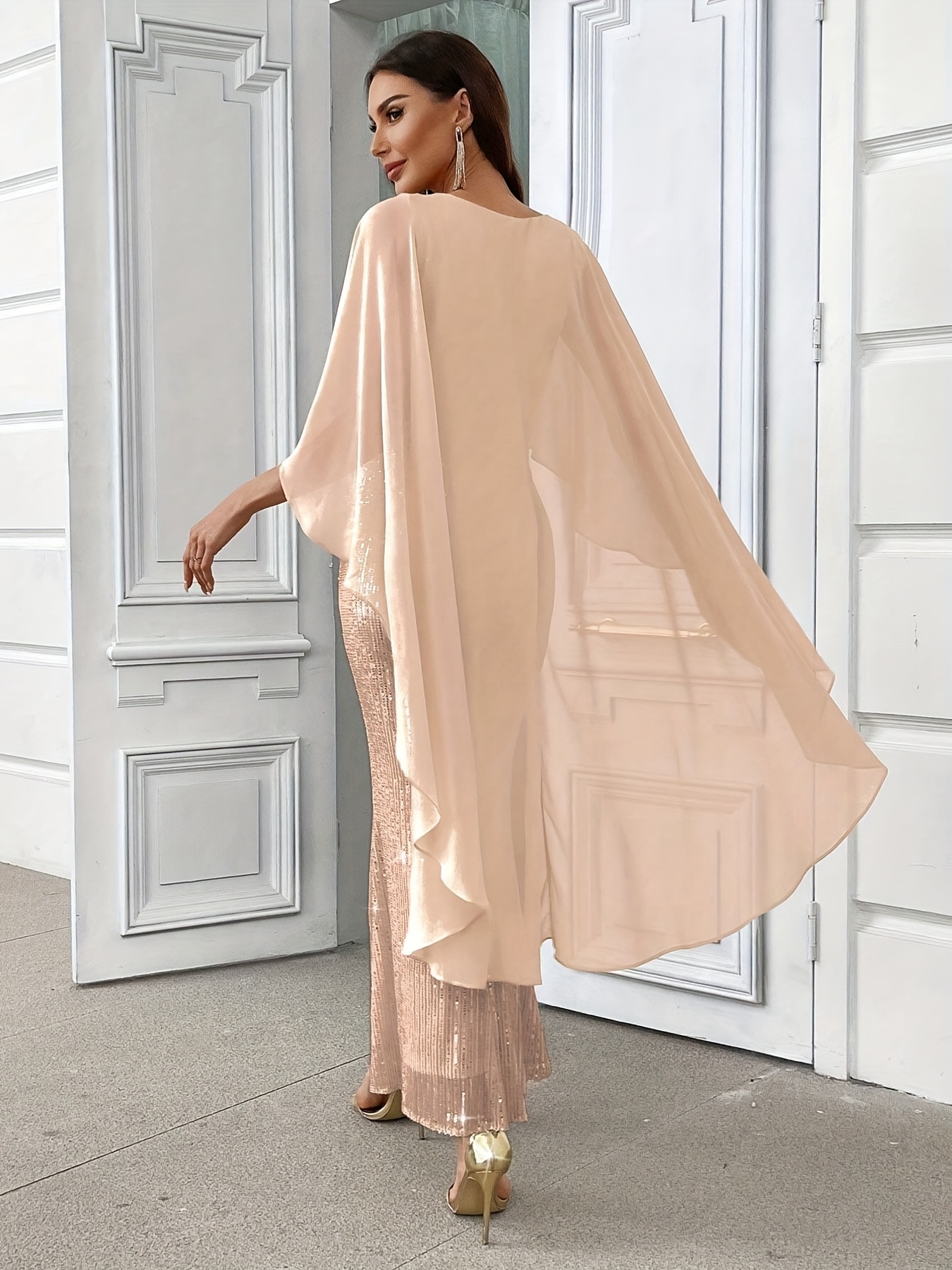 mens formal dress combination Light Purple Ruched Mermaid Long Formal Dress with Side Cape