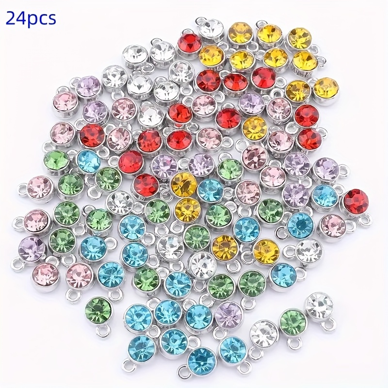 E-shop 24-teiliges Set mit 12 farbigen runden Anhängern für DIY-Projekte, Abstandperlen, Schmuckanhänger, Legierungs-Zubehör zur Herstellung von