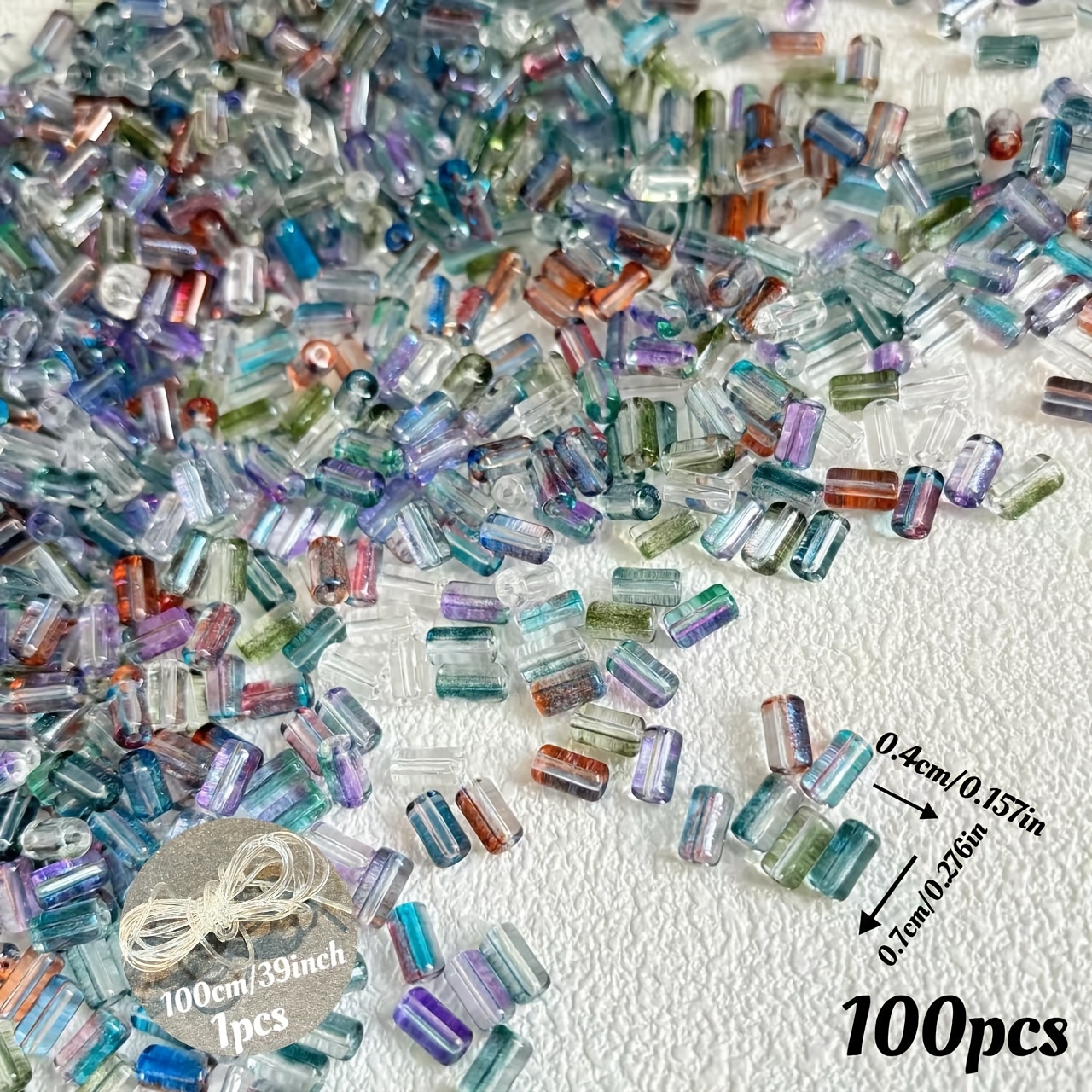Image of 100pcs Of Withered Flowers Blooming New Straight Tube Ink Glass Beads For Crafts