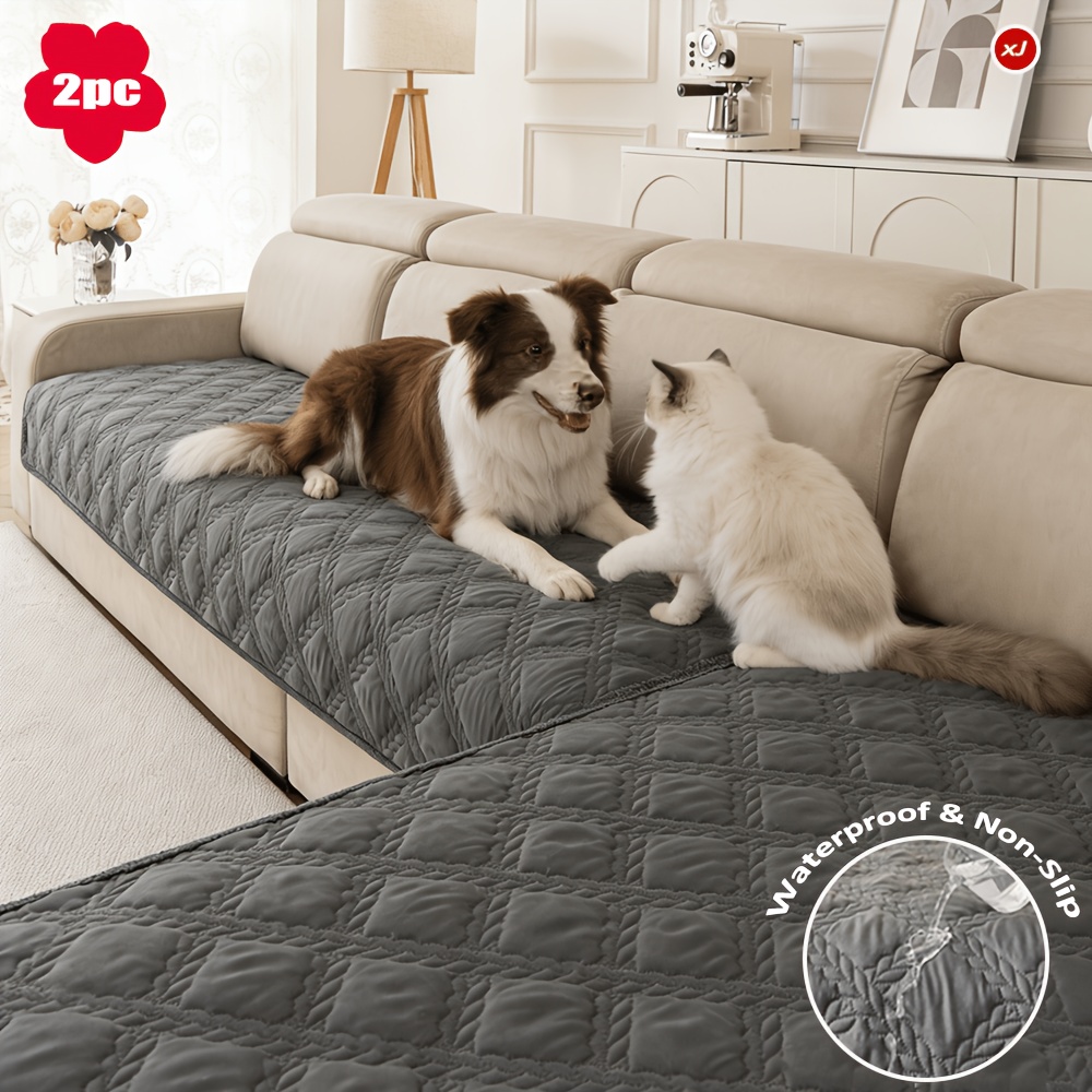 TEMU 2pcs And Anti Slip Ultrasonic Embossed Pet Bed Cover, Washable And Reusable Urine Pad, Rectangular Furniture Protection Cover For