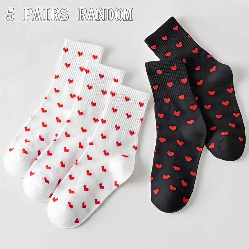 E-shop Zufällige 5 Multi-Herz Bequeme Atmungsaktive Mid-Calf Socken, Unisex, Damen Socken, Warme Socken, Lange Socken, Bequemes Atmungsaktives ,