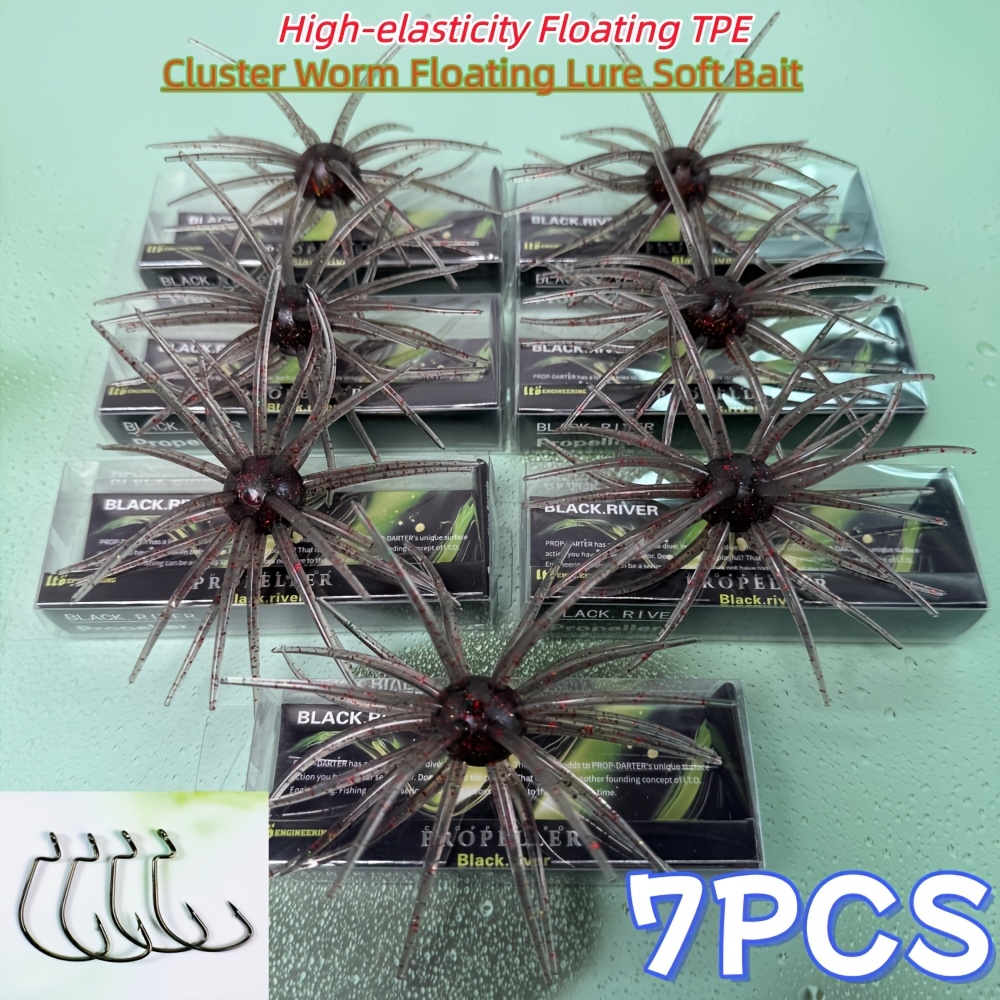 TEMU Set da 7 esche a sfera grandi a forma di , 10,5 cm 8,9 g esca morbida galleggiante in TPE, elasticit� e tenacit�, resistente a trazioni e , per