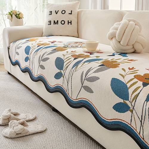 1pc turquoise floral sofa cover chenille fabric couch with anti slip cat scratch resistant sofas 1 2 3 4 seater loveseat sectional easy clean cushion cover