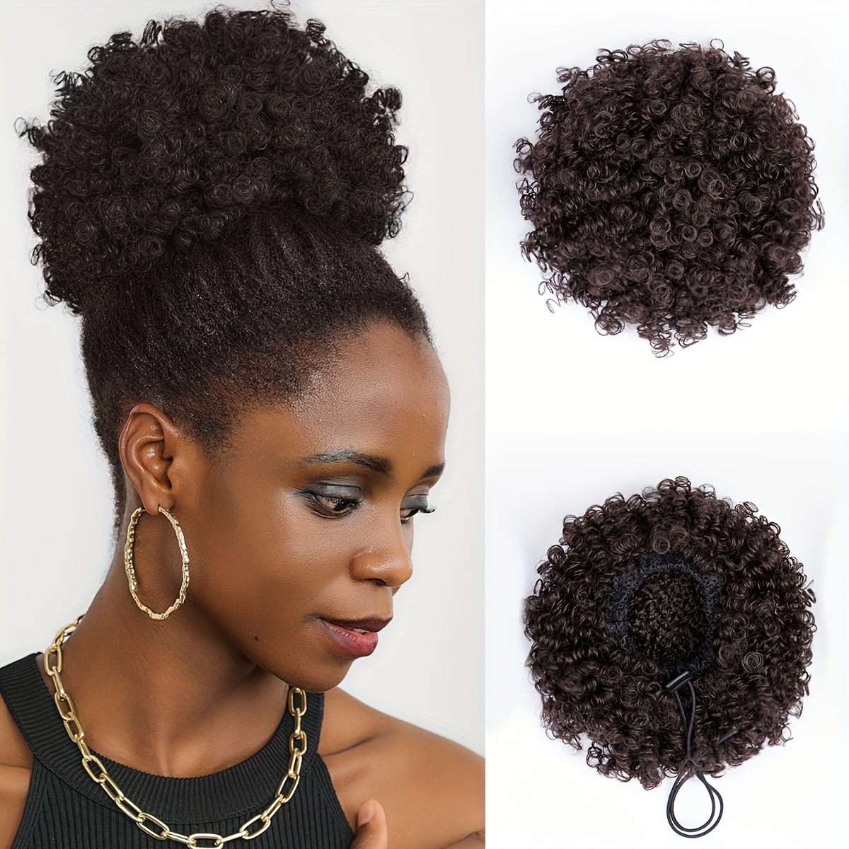 

Afro Puff Drawstring Ponytail Bun Hair Synthetic Short Extensions Hairpieces Updo Hair For Women For Daily Use Party 8 Inch Hair Accessories