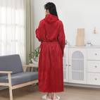 1pc ultra soft flannel hooded bathrobe long sleeve warm loungewear for bathroom bedroom pool solid color knitted fabric 200gsm bathroom rob