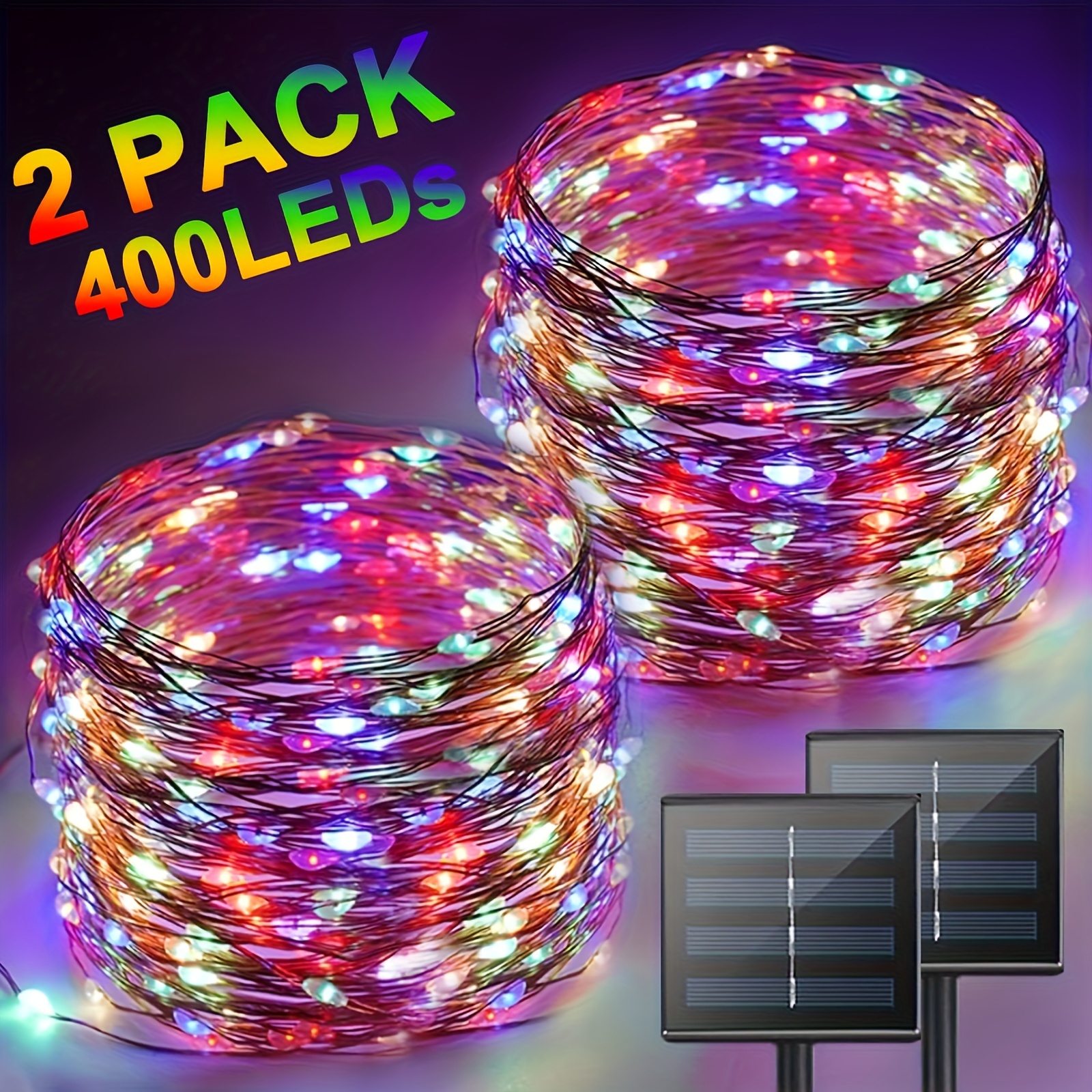 

Solar Fairy Lights Outdoor Ip65 Waterproof, 2-pack 144ft 400led Solar Led String Lights Copper Wire 8 Solar Christmas Lights For Garden Tree Party Wedding Decorations, Multicolors