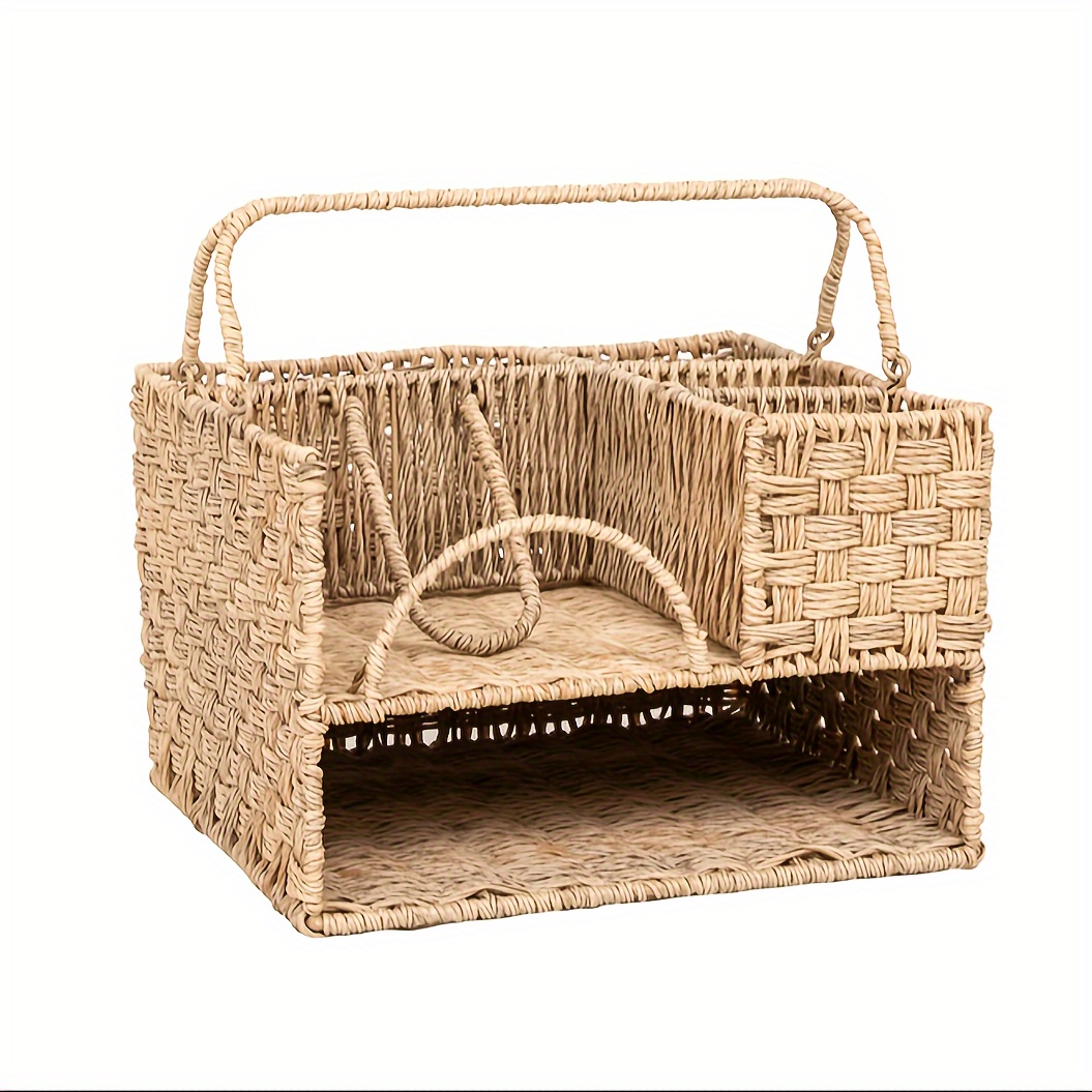 

Resin Rattan All-in-one Serving Caddy, Beige
