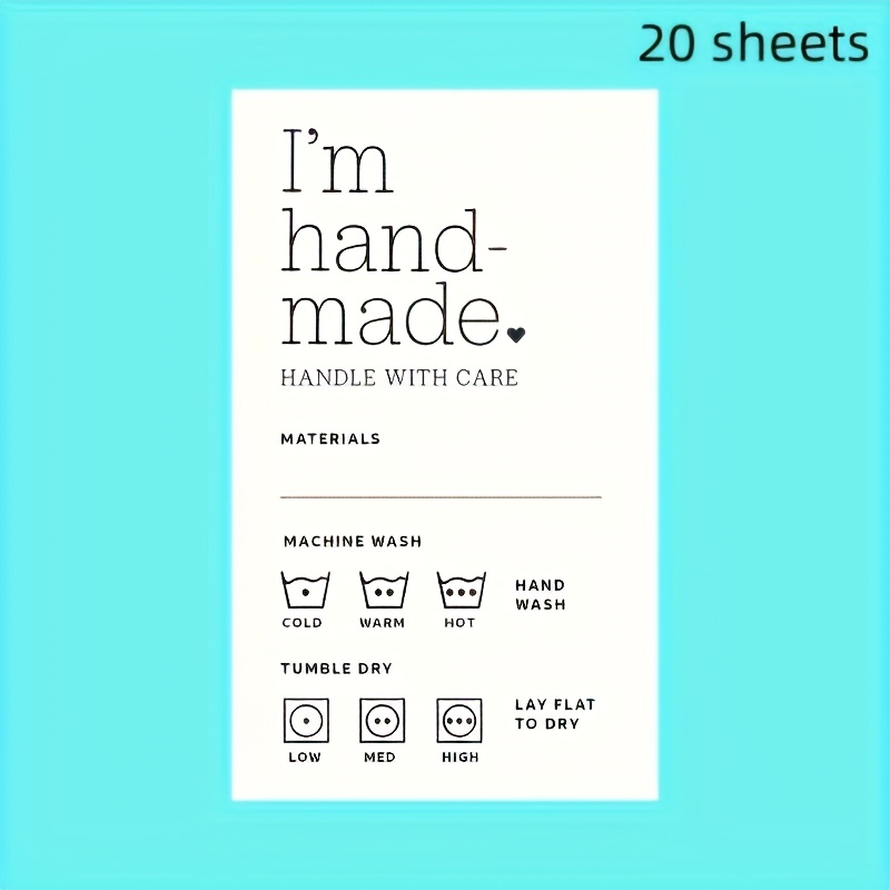 20 Care Management Labels, My Handmade Gift, Write Down Your Material