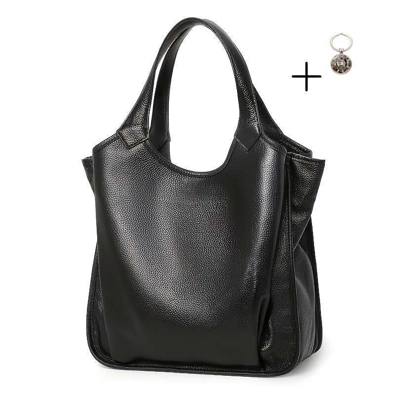 TEMU Genuine Leather First-layer Cowhide Women's Handbag, Large-capacity Shoulder And Underarm Storage Bag
