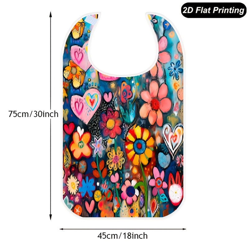 TEMU 1pc Stylish Convenient Bib, Abstract Thick Art Pattern, Designed For Adult Dining, Effectively Prevents Food And Is Washable And Durable