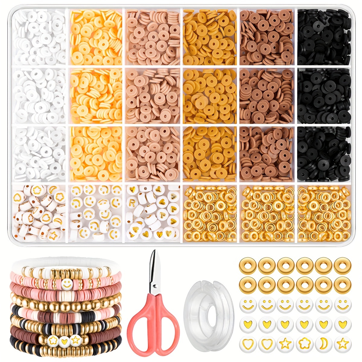 

Kit For : 1050+ Pcs , , , Round , For Bracelets, Necklaces, & Crafts