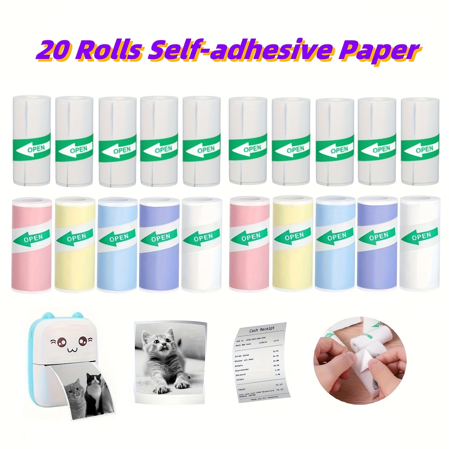 

Self Adhesive Thermal Paper, Mini Printer Paper, Pocket Printer Printable Sticker Paper For Thermal Printer