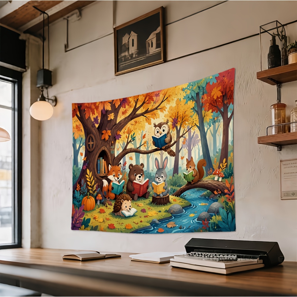 Photography Backdrop Tapestry with Autumn Forest Design