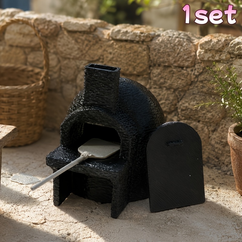 TEMU 1set Retro Oven, Fireplace, Simulation Shovel, Doll House Courtyard Decoration, Kitchen Display, Miniature Scene Ornaments, Scene Model