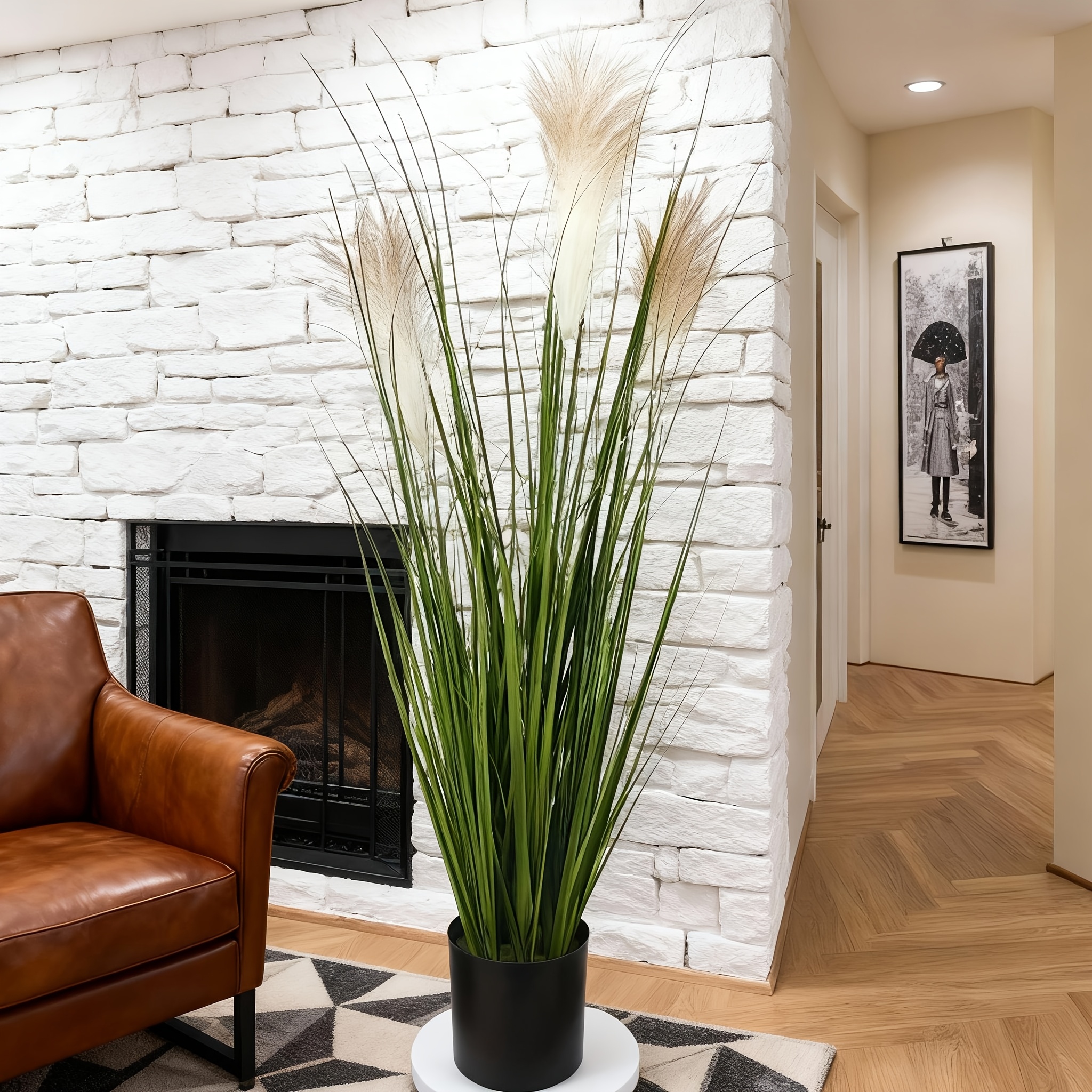 5 árboles artificiales de caña de alta calidad, flores artificiales con degradado natural, tallos de hojas verdes en macetas - Perfectos para salas de estar modernas y minimalistas, dormitorios bohemios y decoración de rincones de oficina | Textura realista, ideales para arreglos en jarrones