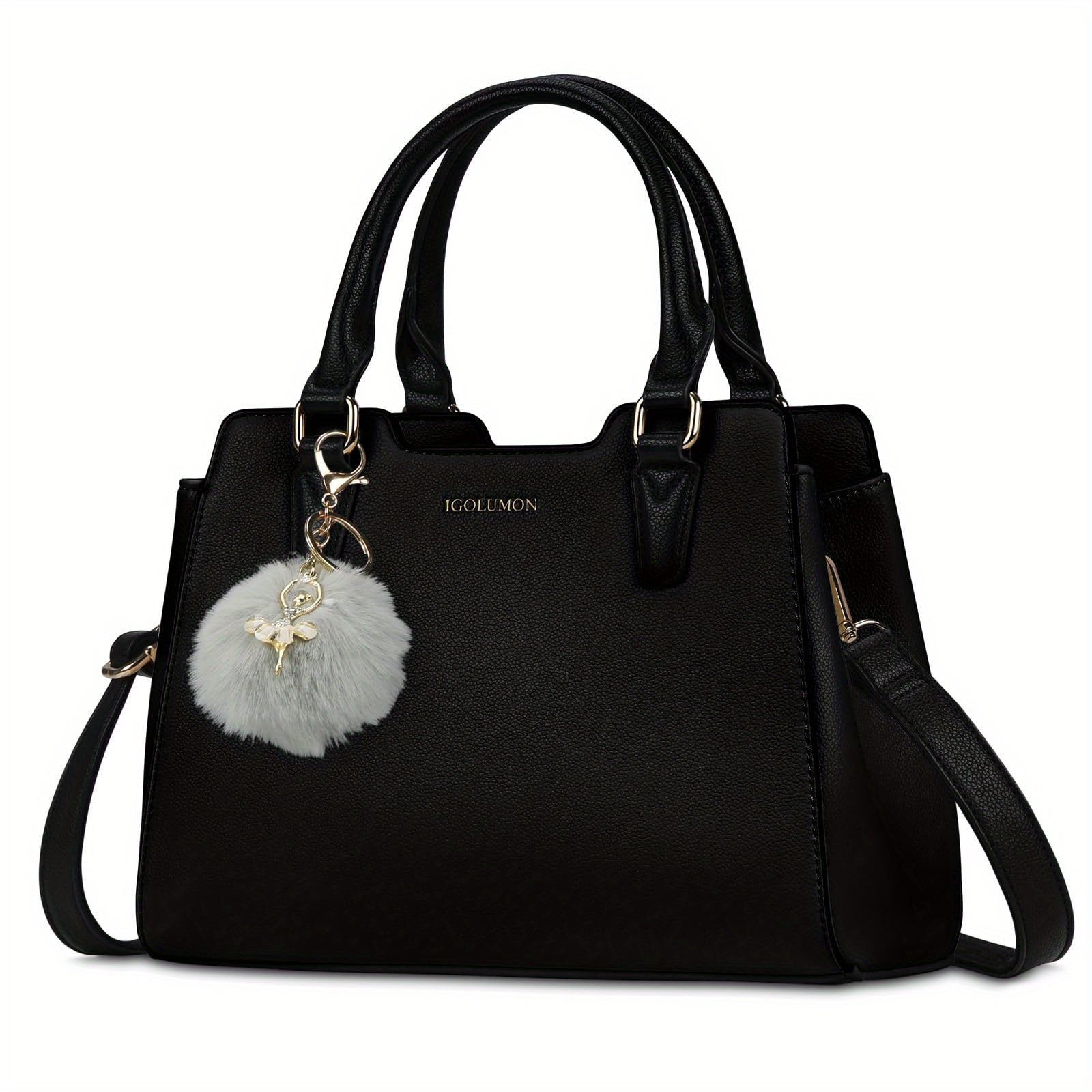 Igolumon Women's Medium Tote Bag Made Of Faux Leather, Black, M, Shoulder Bag