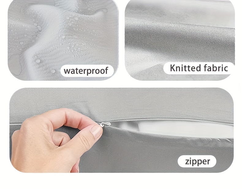 gray waterproof and stain proof pillow protector cover details 4