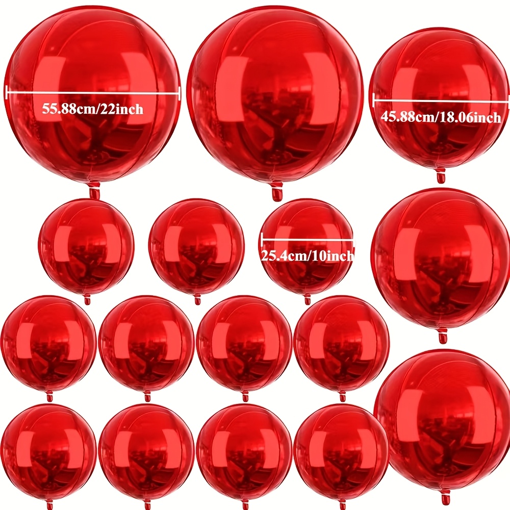 TEMU 16-count Red 4d Foil Balloon Set, /45.72/55.88 Cm Glossy Balloons, Suitable For Wedding, Christmas, Birthday, Valentine's Day, Engagement Party,