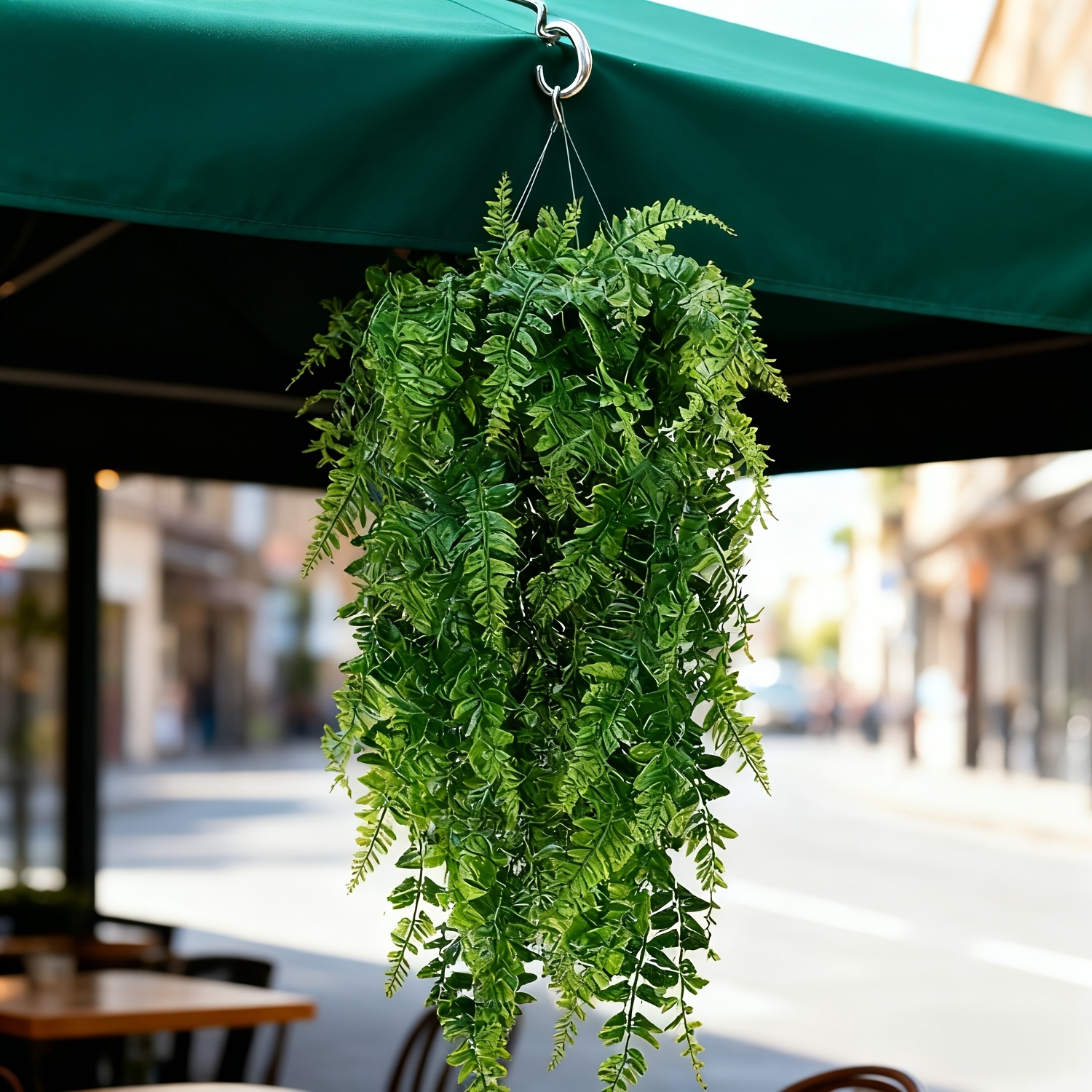 2pcs Premium Oxidation Resistance Artificial Flower, Boston Ferns Artificial Persian Rattan Fake Hanging Plant Faux Greenary Vine Outdoor UV Resistant Plastic Plants for Wall, Wedding Party Decor