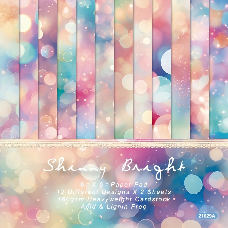 

Alinacutle Shiny Bright Paper Pad, 6x6 Inch, 24 Sheets, Matte Finish, Recyclable Heavyweight Cardstock, Acid & Lignin Free, Craft & Gift Decorative Paper For Diy Projects, Card Making & Scrapbooking