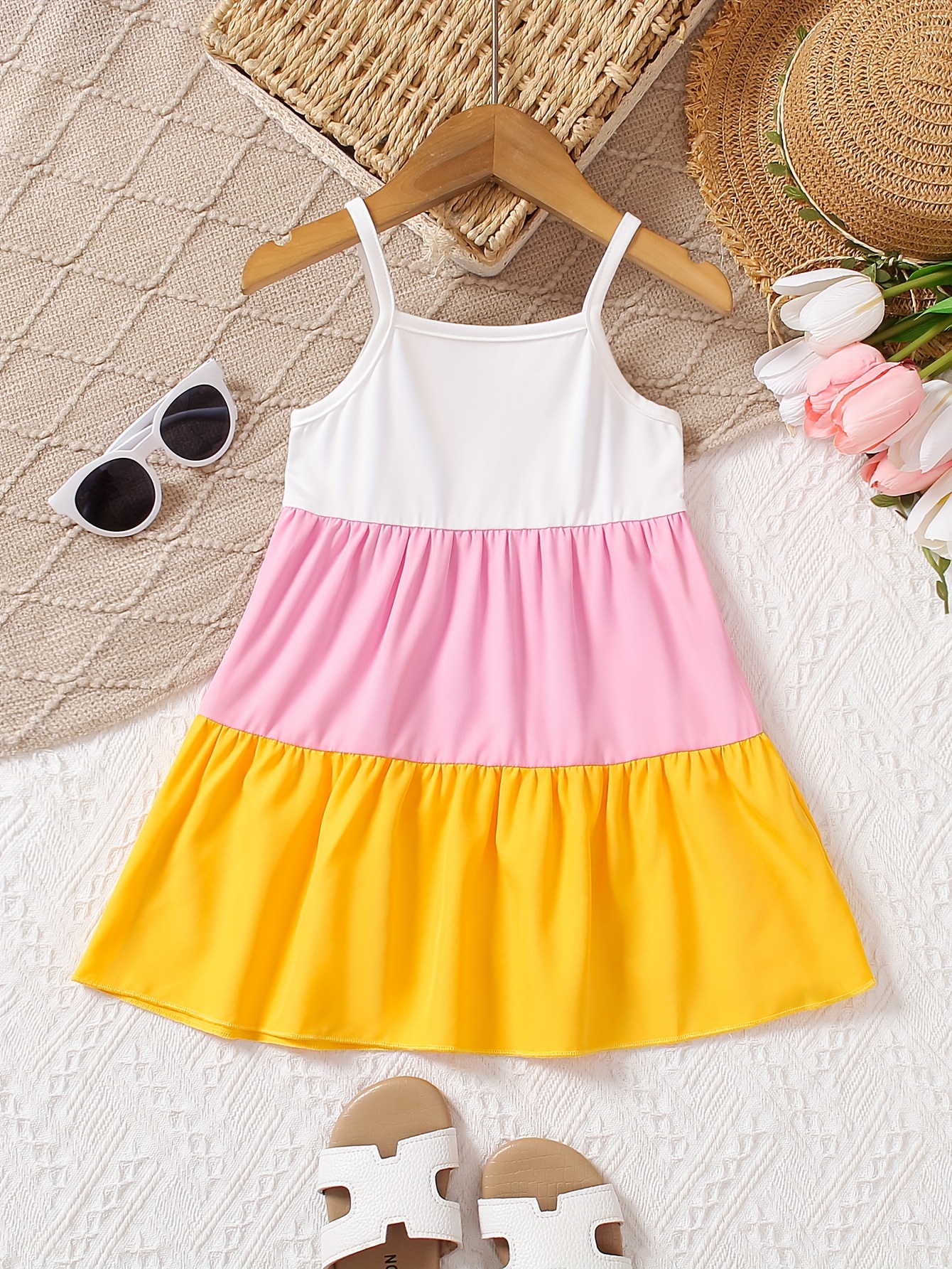 Toddler Girl Sweet Bowknot Design Stripe Cami Dress