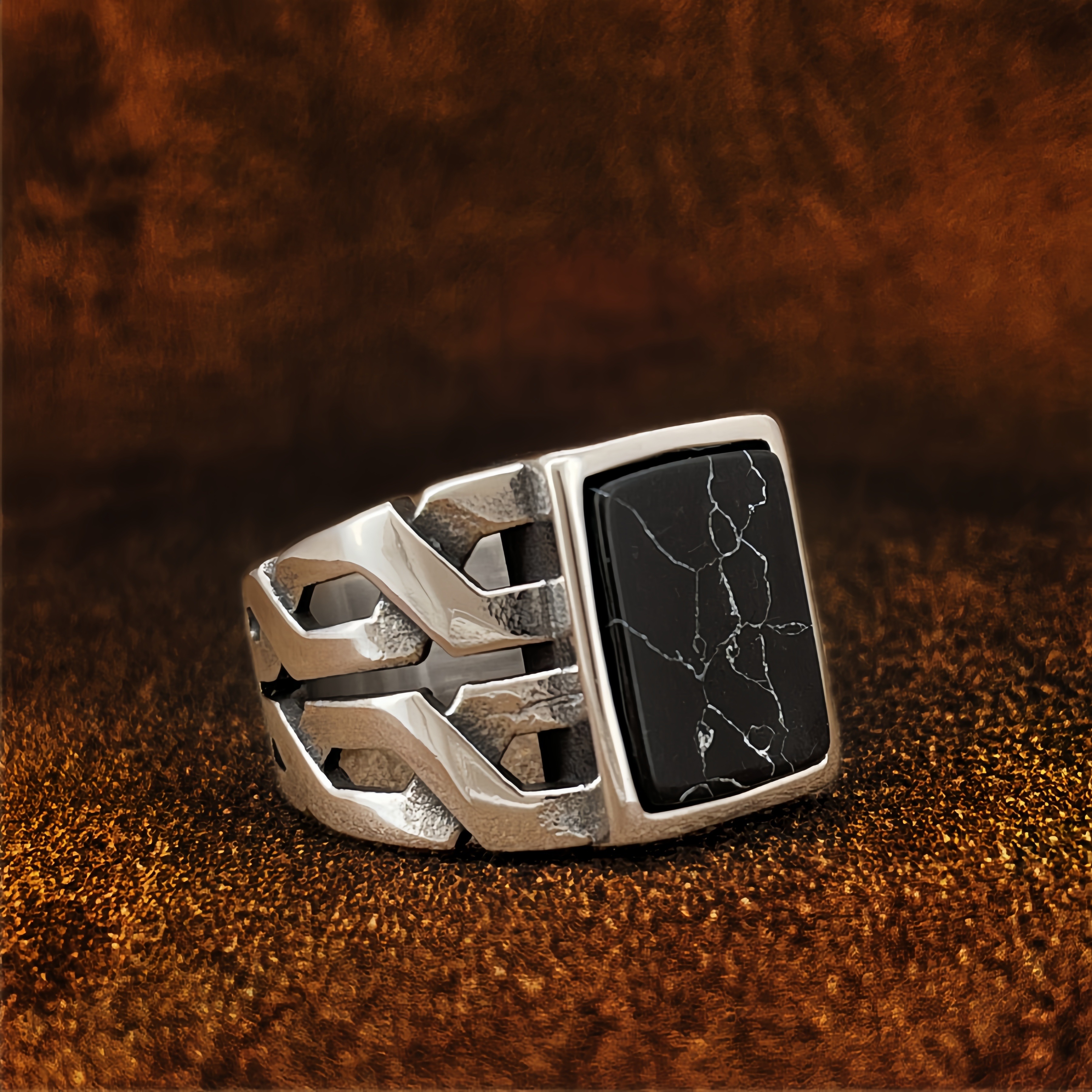 Image of Men's Titanium Stainless Steel Steel Retro Stainless Steel Ring, Durable. Anti-allergy. Men's Fashion Jewelry. Anniversary Or Birthday Gifts. Suitable For Daily Wear