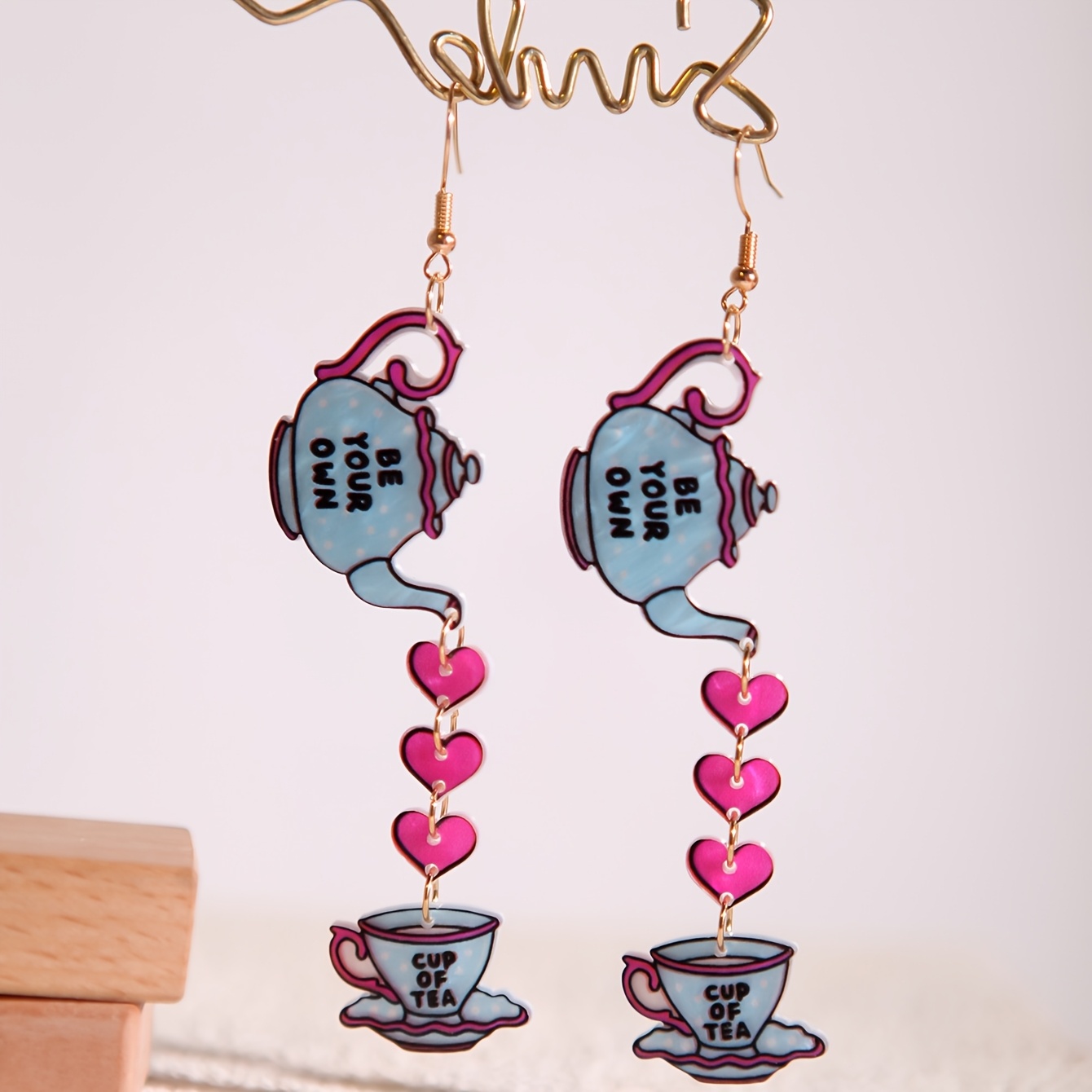 TEMU Funny Cute Statement Earrings - Creative Valentine's Day Heart Teapot Acrylic Drop Dangle Earrings For Women And, Vacation Party Gift For Her Or