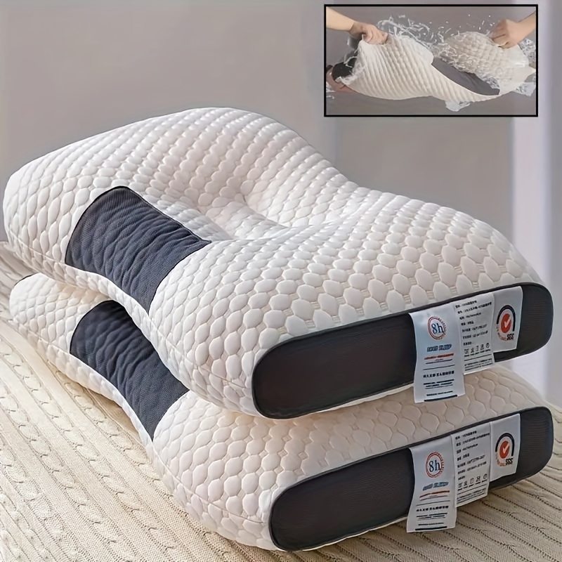

1pc Knitted Pillow Sp Neck Protection, Sleep Massage Pillow Core, Household Pillow Moisture Absorption Breathable, Bedding Living Room Bedroom Decoration Pillow