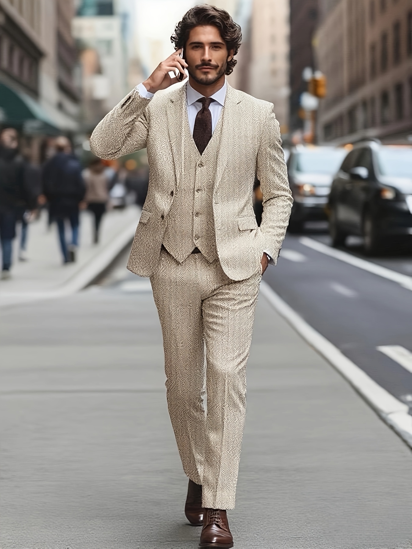 mens 3pcs wool suit set western retro groom gift wedding Temu Canada