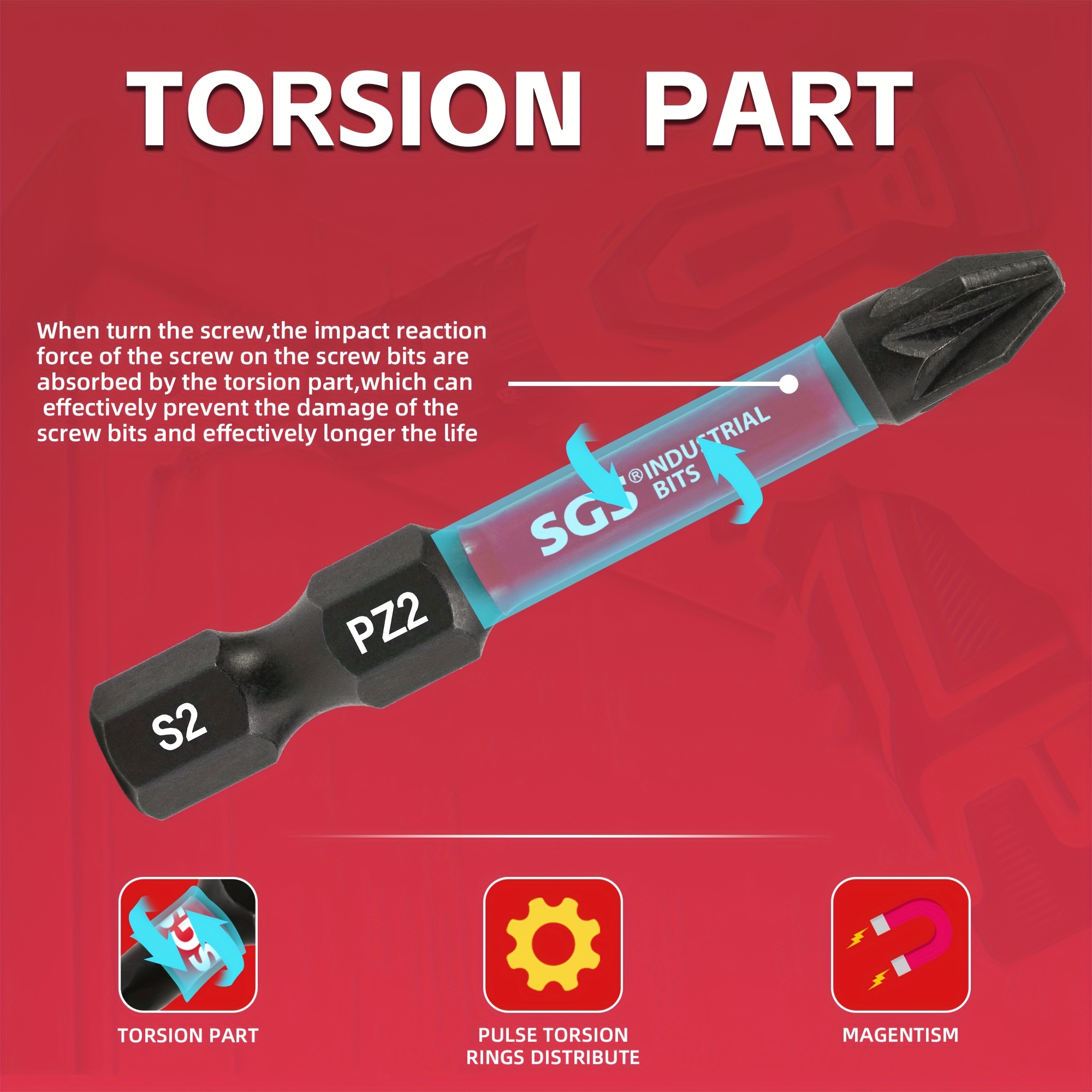 Juego de 15 puntas para destornillador Pozidriv grado industrial | Acero S2, HRC 60-62 | Resistente a la corrosión y al óxido | Estuche a prueba de óxido y caídas | Vástago universal de 1/4