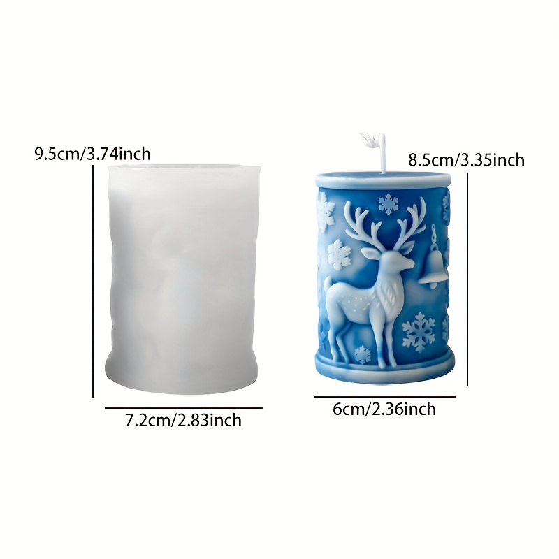 E-shop 3D Zylinder Weihnachts-Silikonform, Flacher Rentier für DIY Feiertagskerzen
