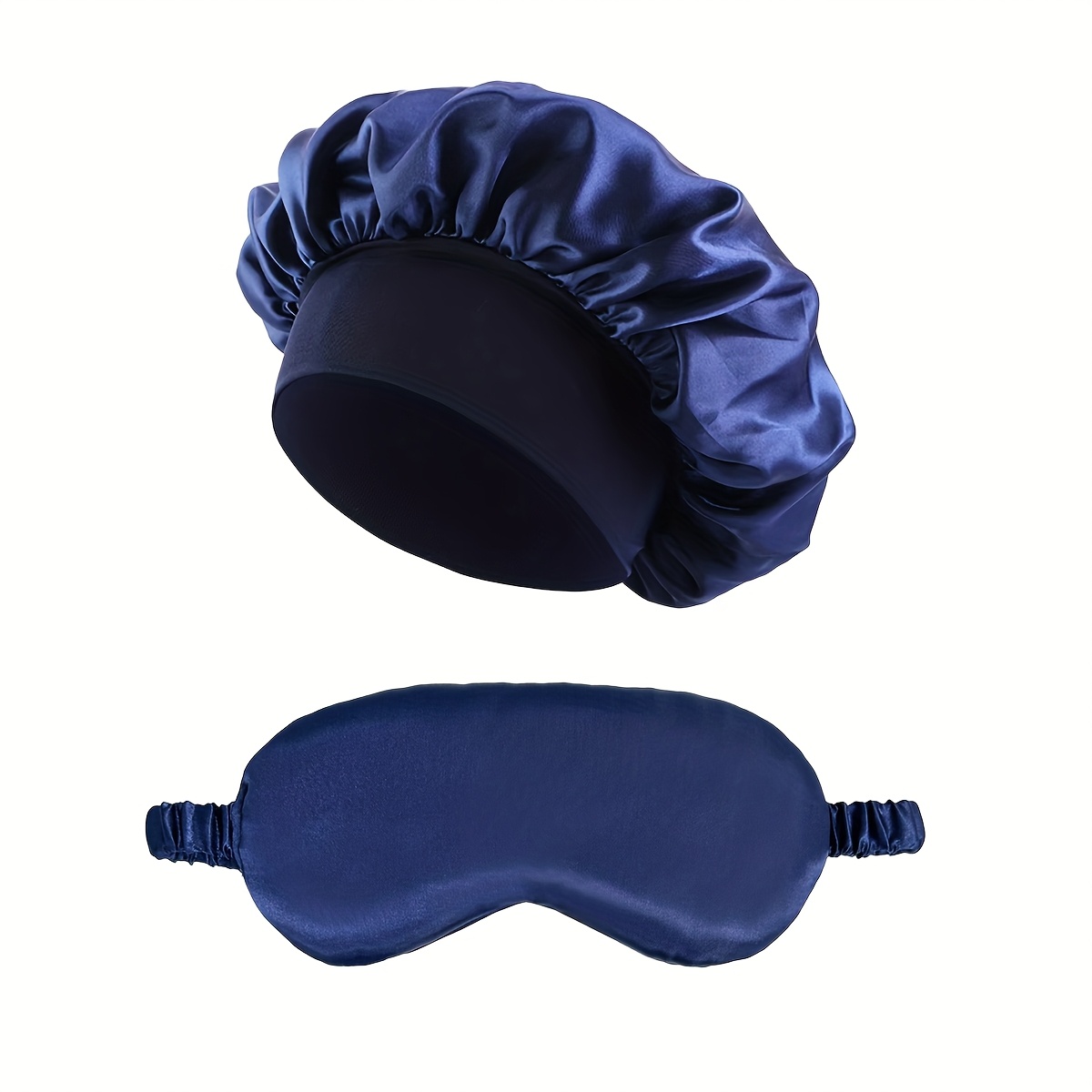 E-shop Damen Set, Satin , Lockige Haare Nachtmütze mit Augenmaske Breiter Streifen und Augenmaske