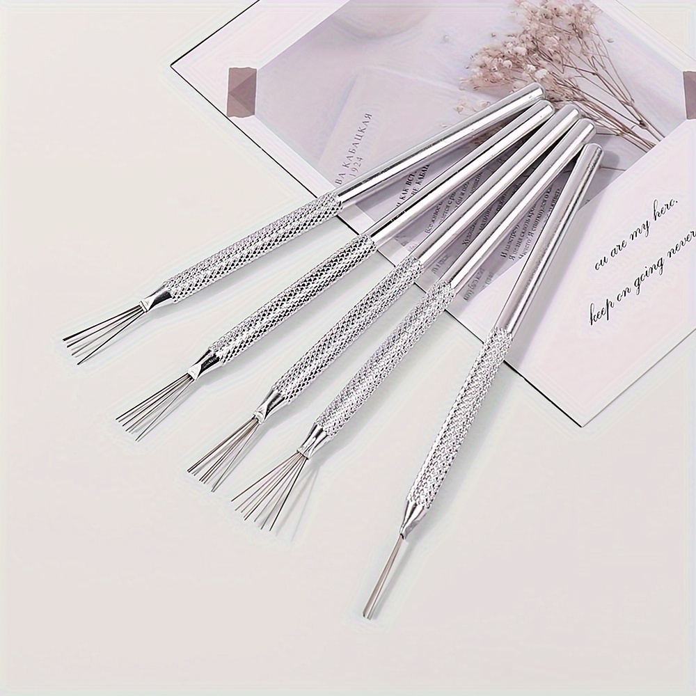 

1pc Nail Art Drawing Glue Tool With Head Wires, Stainless Steel Handle, Nail Design, Slip-resistant Manicure Tool