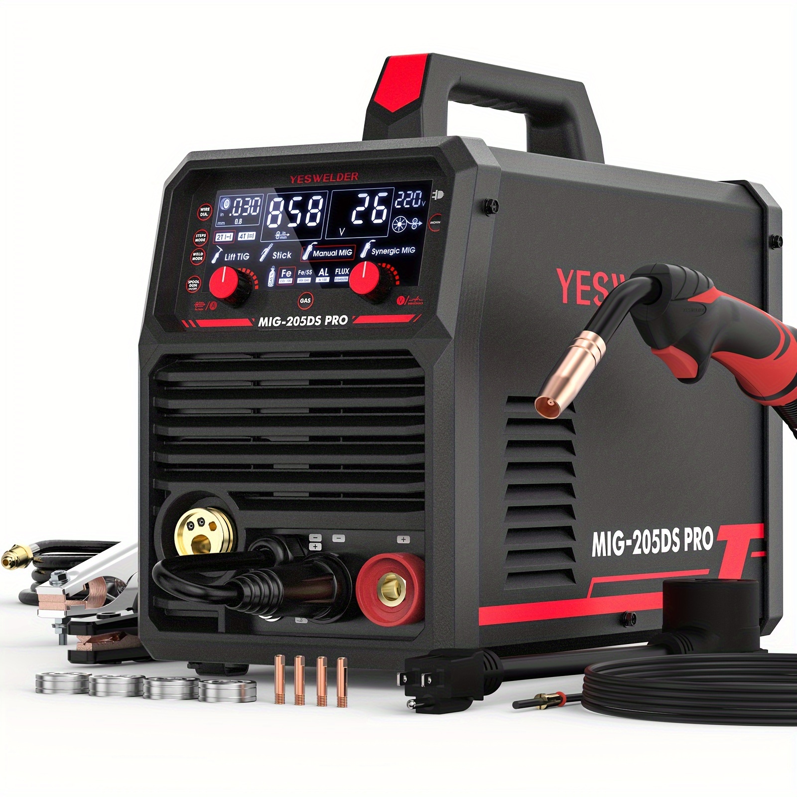 

's Day Yeswelder Mig- Mig , 200amp 110/220v , Gas Gasless Mig Welding Mig/ Tig/ In 1 Multiprocess Aluminum Mig , Compatible