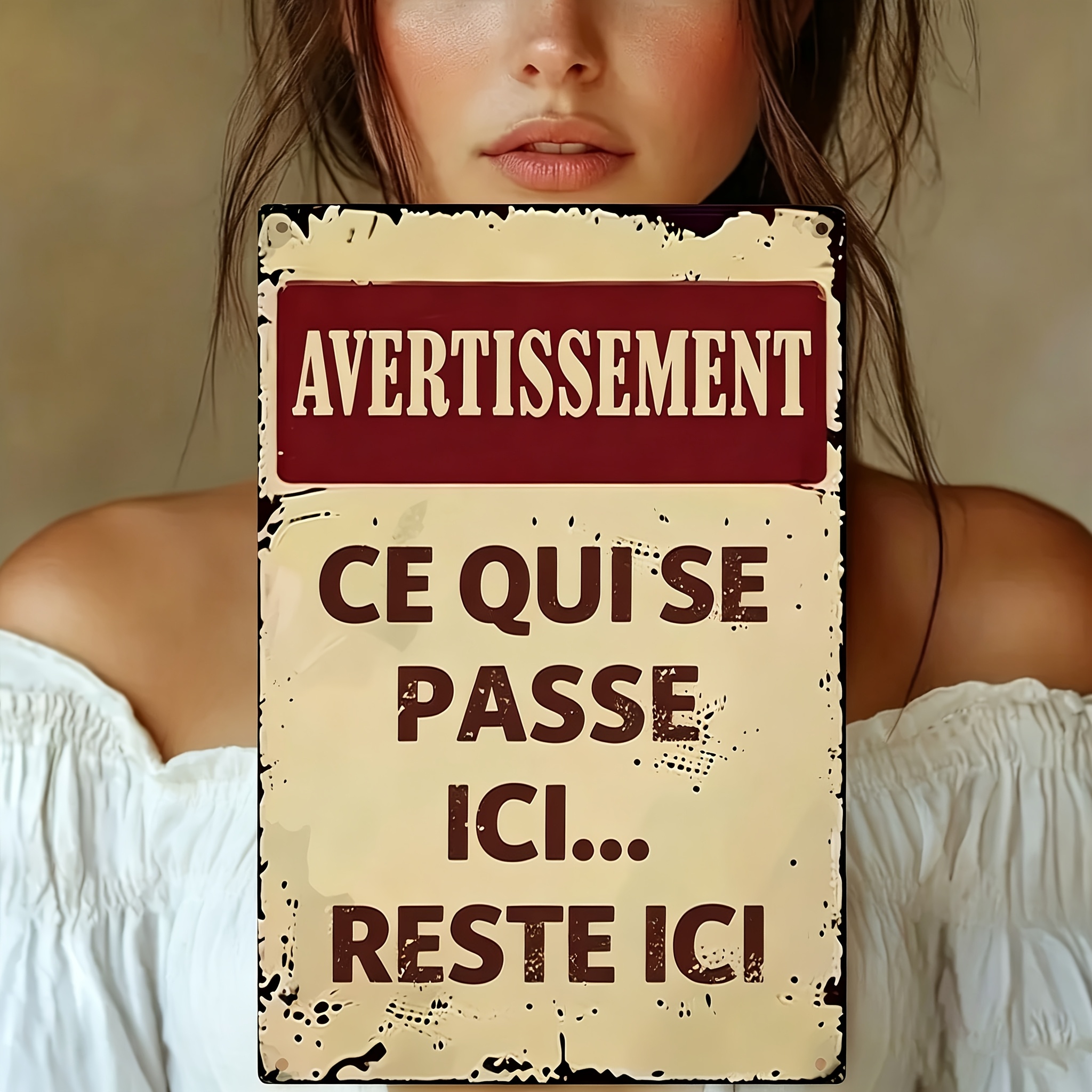 TEMU 2D Plat - Une Plaque Murale Métallique 2D Plate, Parfaite pour Décorer . Cette Plaque en Fer Français est pour les Familles, les Bars, les