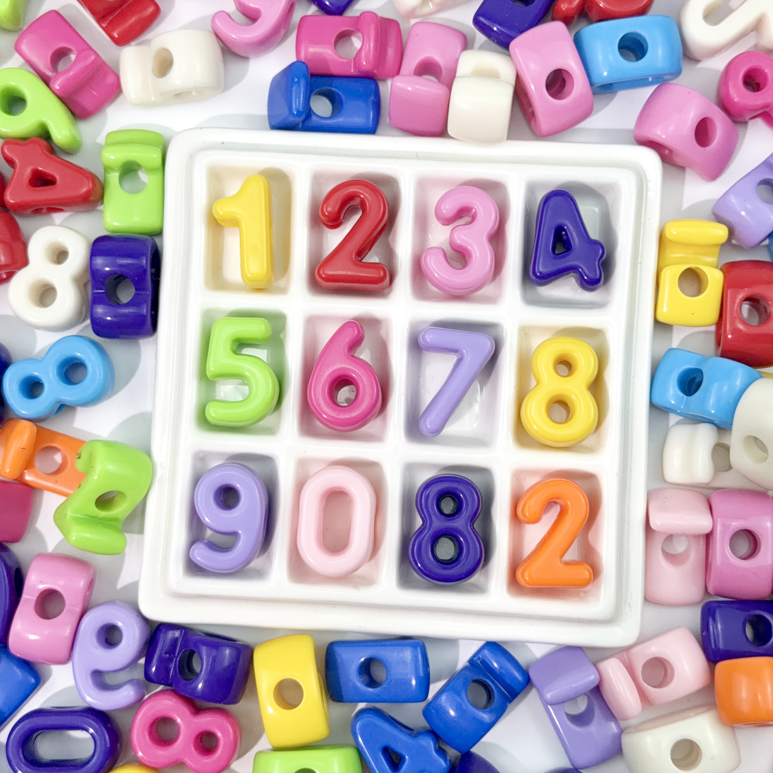 TEMU 60pcs 0-9 Acrylic Mixed Color Large Hole Number Beads, Random Numbers, Bulk Beads, Suitable For Handmade Jewelry, Phone Chains, Keychains, And