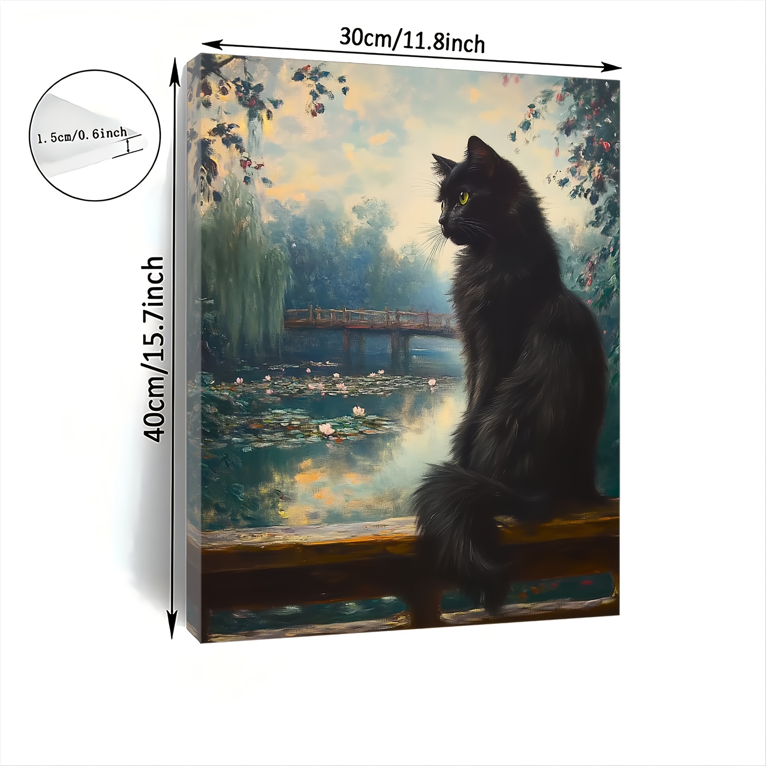 TEMU 1pc Peinture sur Toile Encadrée en Bois, noir sur le de , d'Art Mural pour Salon & Chambre & Cuisine, Décoration , , Cadeau de Noël pour Elle