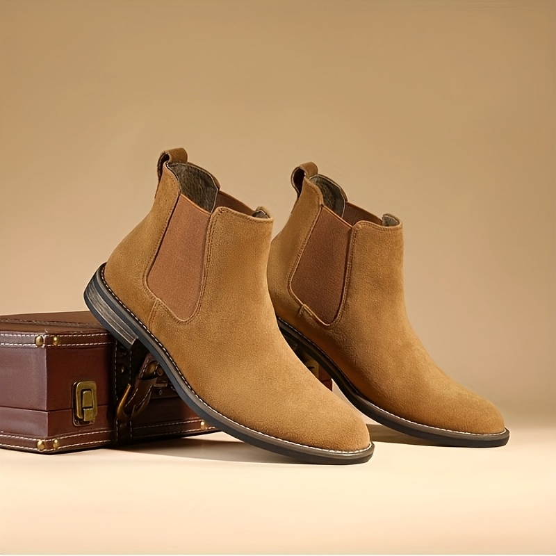 *'s Leather Chelsea Ankle Boots Slip-On Elastic Opening, Pigskin  TPR Sole, Half-Size Fit (Runs Large) Brown Booties for Casual Fo