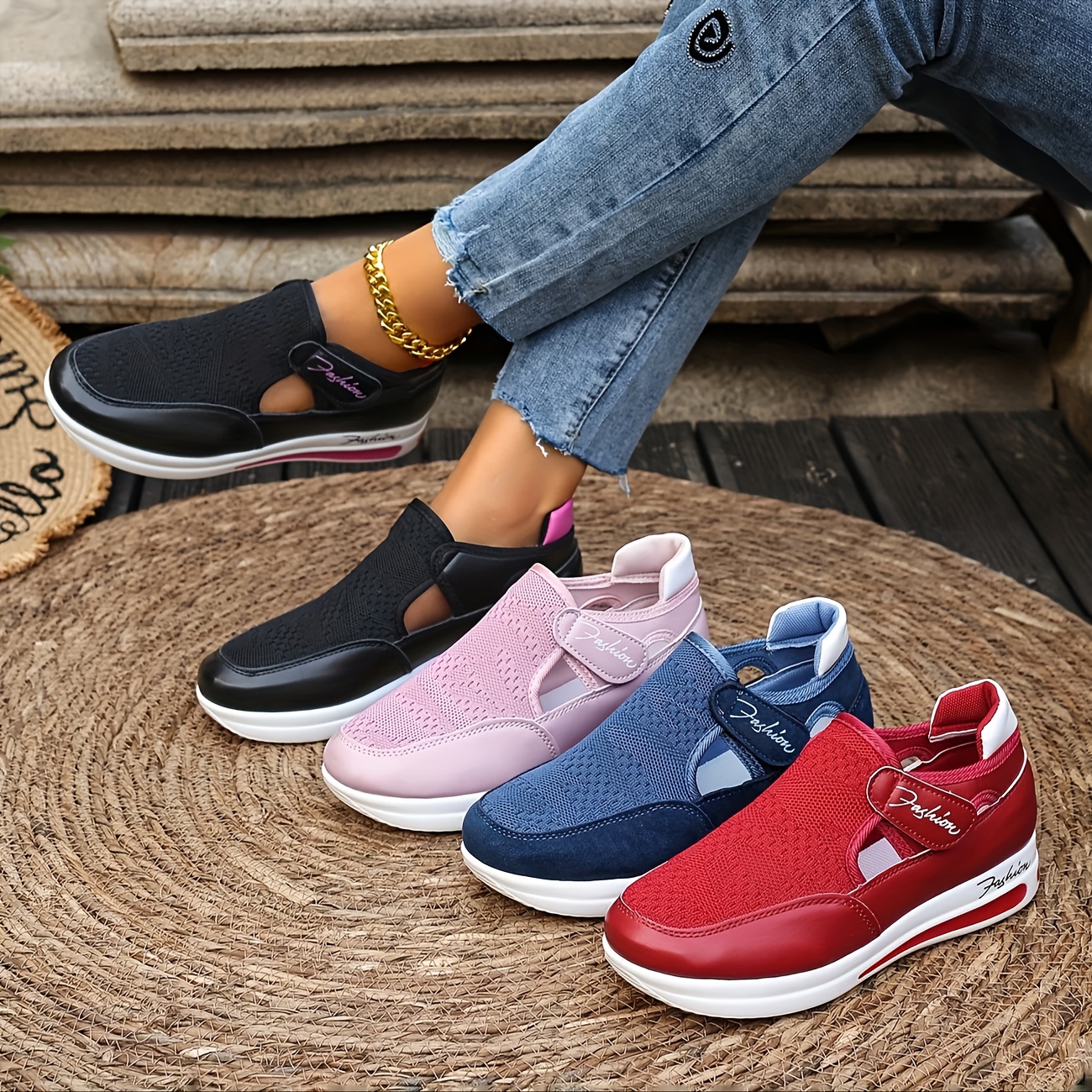 womens breathable mesh casual sneakers black with pink accents low top lace       for outdoor casual attire ladies sneakers Product details 3